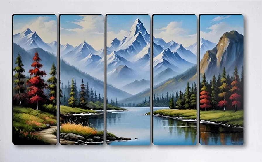 5 Panel Mountain Landscape Canvas Wall Art – Nature Scenery